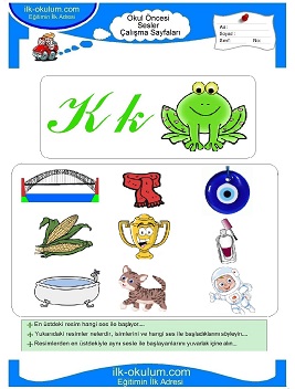 Çocuklar İçin K Sesi Çalışma Sayfaları 
